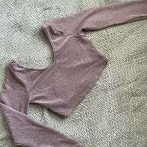 Fashion Nova Pink Cropped Long Sleeve Top